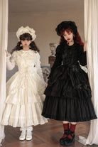 Cotton Gothic Lolita Long JSK, Drawn-up Hem