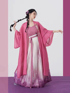 Song Dynasty Modern Hanfu Set with Changgan Temple Beizi and Wrap Skirt - Pink Carved Jade 粉雕玉琢 (Preorder)