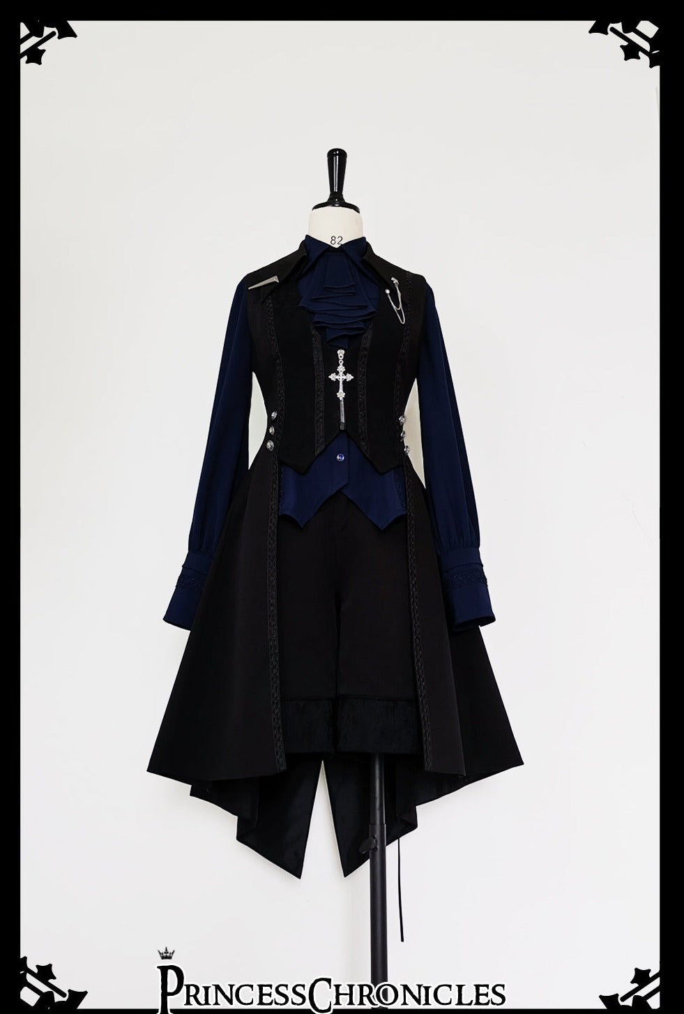 Black and Blue - Male Lolita Ouji Swallowtail Vest