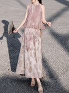 New Chinese Style Pink Puffy Top and A-line Skirt - Wilderness 旷野 (Preorder)