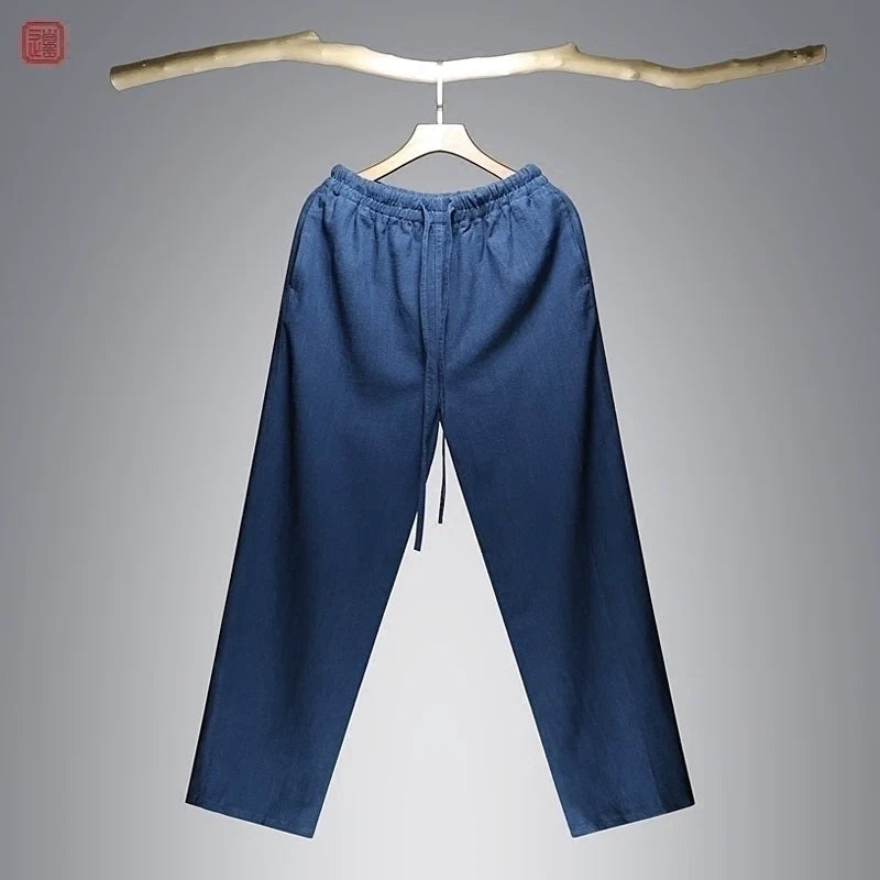 Chen Zhi 陈植 Modernized 1920s Men's Changpao Cotton Linen Pants