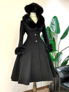 Black Mamba - Winter Elegant Lolita Coat, Detachable Fur Collar