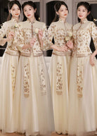 Bridesmaids Gold Champagne Chinese Style Dress (BM012)