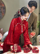 Chinese Wedding Engagement & Tea Ceremony Long Sleeve Cheongsam | Xili