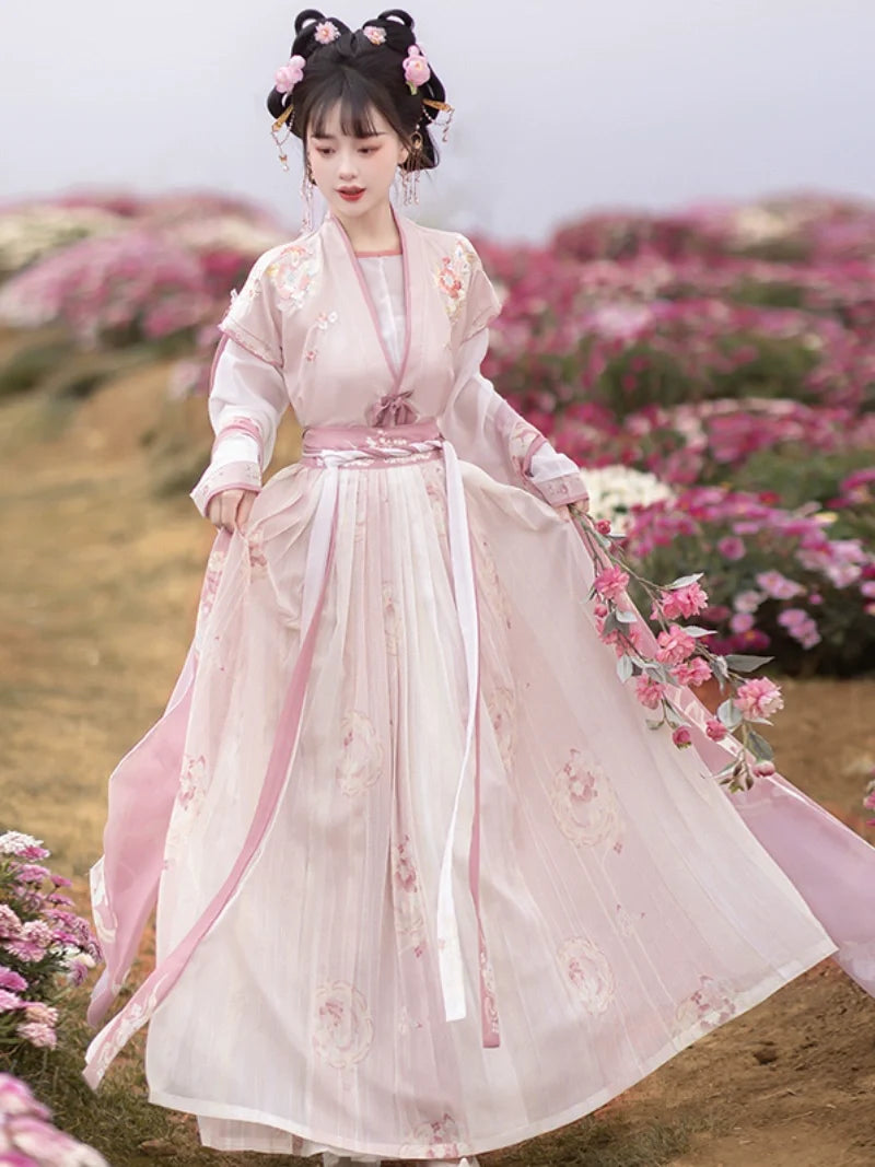Flowers and Butterfly - Tang Dynasty Style Beizi Qiyao Ruqun