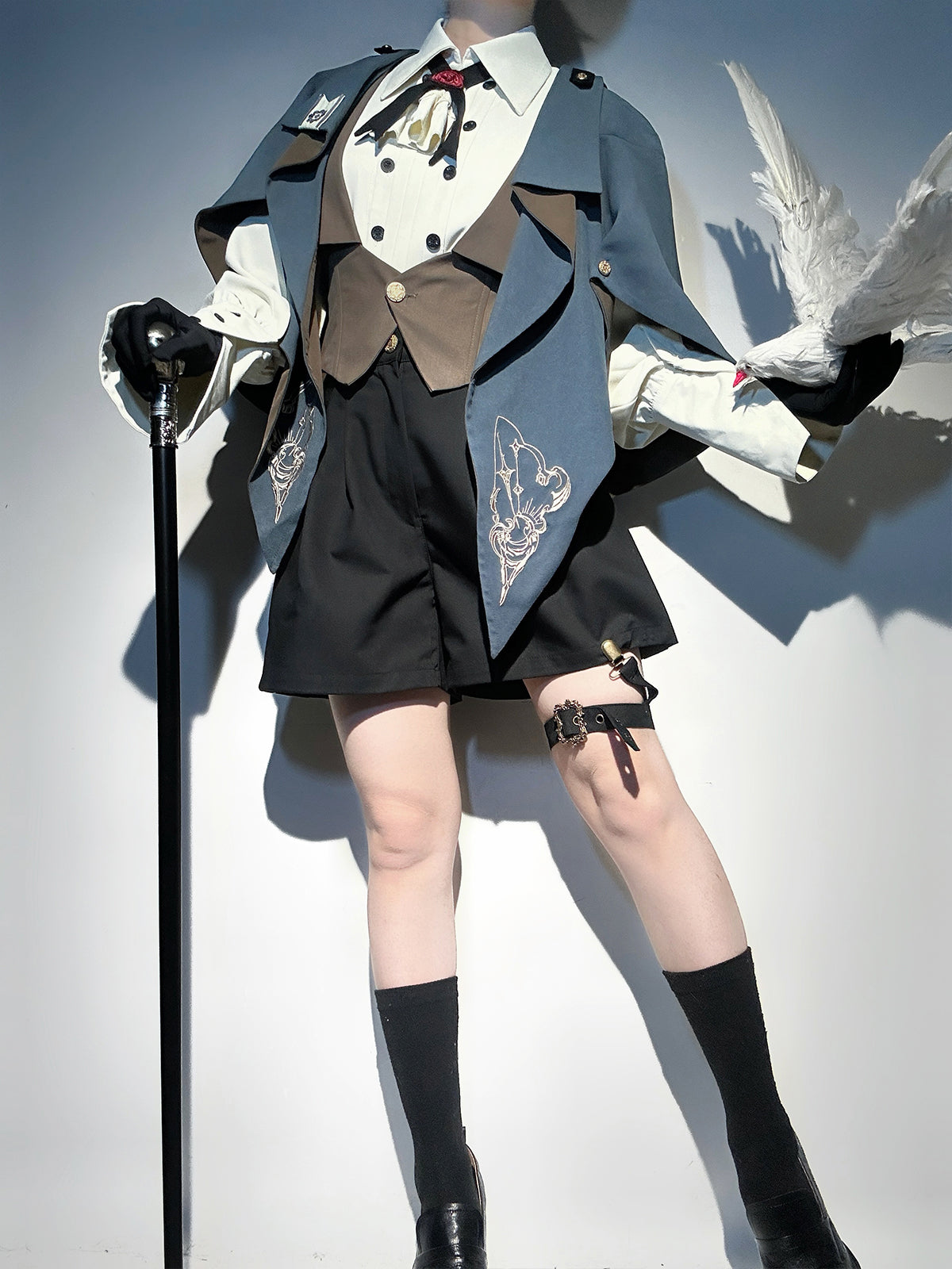 Narrative Poem - Ouji Lolita Shorts Suit with Shirt Cape and Vest