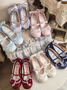 Moonlit Sakura - Sweet Lolita Round-toe Heel Shoes, Floral Accent