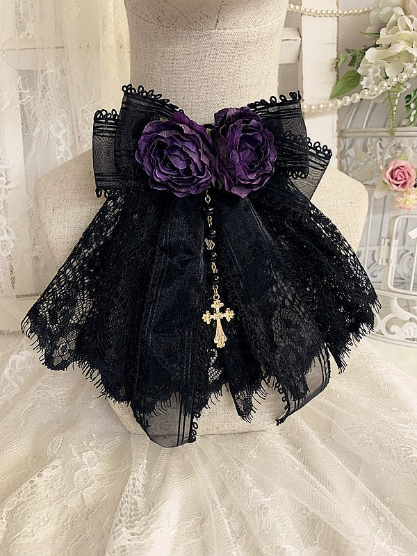 Sweet Jelly Lolita - Black Gothic Lolita Necklace Lace Lolita Brooch