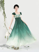New Chinese Style Women Jiangnan Lake-Inspired Gradient Maxi Dress - Chijiao 柳池娇 (Preorder)