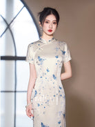 Short Sleeve Butterfly Long Cheongsam | Late Dream