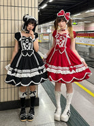 Vintage Petal Rabbit - Old School Lolita OP Cotton Dress, Petal-Shaped Hem