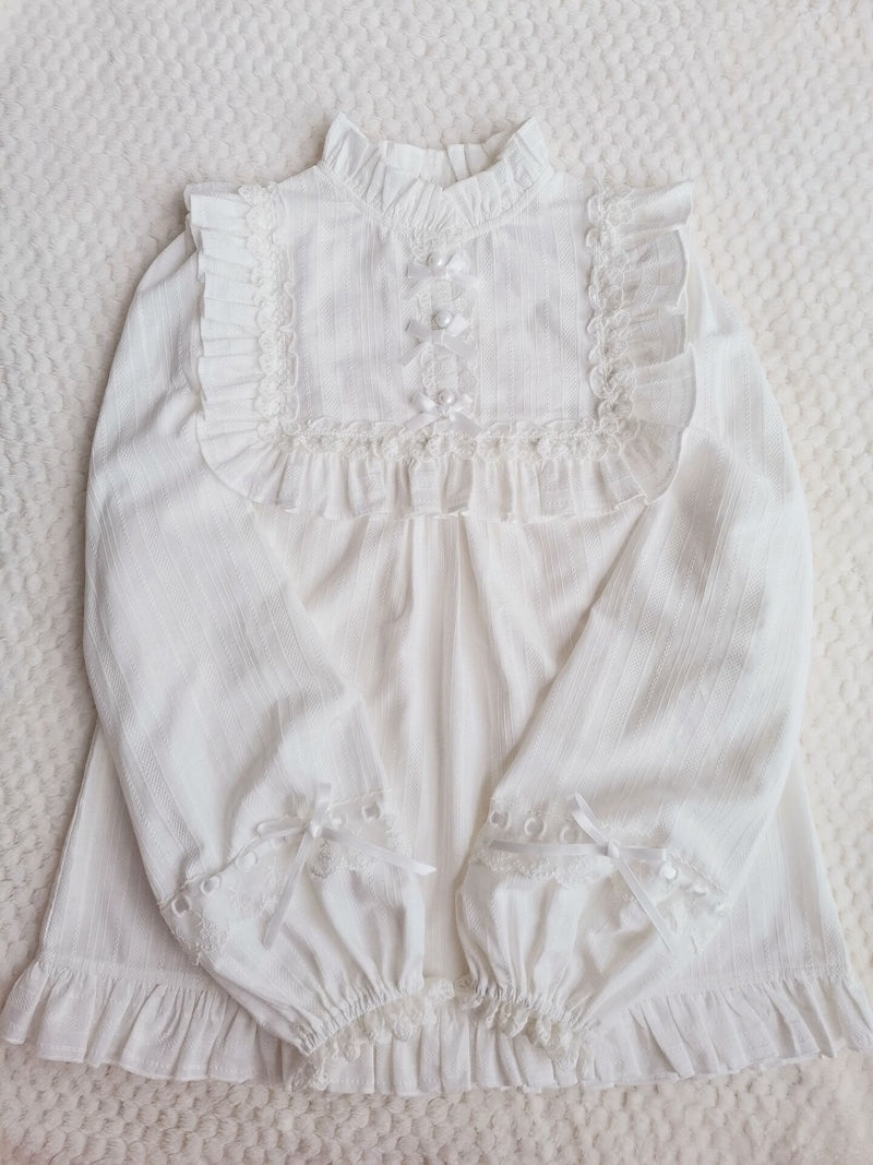 Cotton Lolita Lace Long Sleeve White Blouse