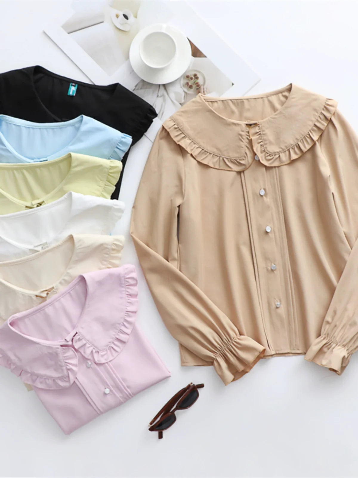 Plus Size Lolita Shirt Long Sleeve Doll Collar Blouse
