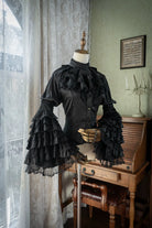 Dark Night - Gothic Lolita Hime Sleeve Blouse, Detachable Jabot