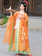 Camellia | Embroidered Hezi Dress with Wide Sleeve Jacket