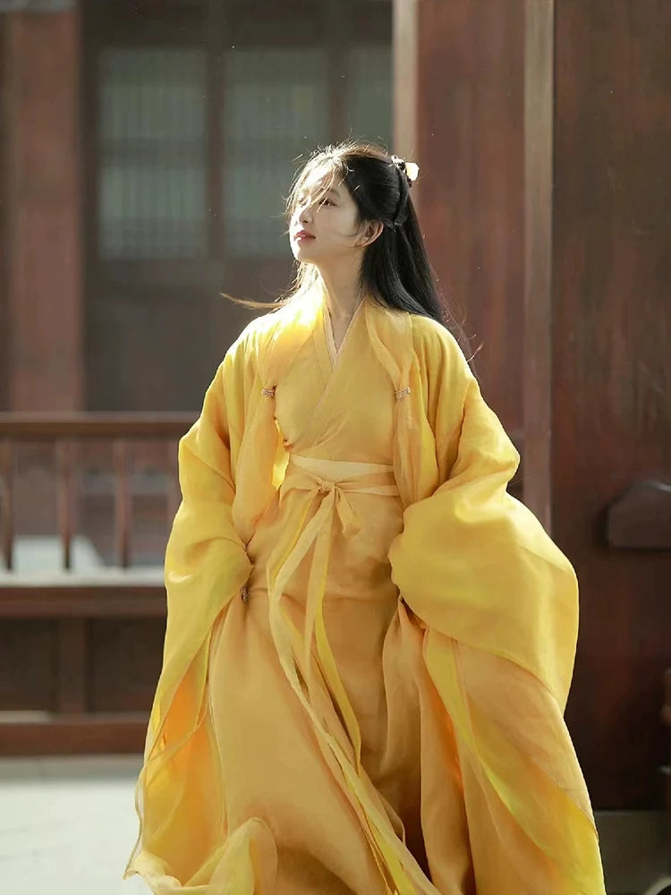 WJNS Dynasties Hanfu - Cross Collar Jiaoling Ruqun in Ginger