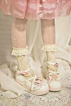Pearl Floral Reverie - Sweet Lolita Shoes, Detachable Pearl Chain and Floral Accent