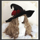 Gothic Lolita Witch Hat Velvet Halloween Hat Wide Brim