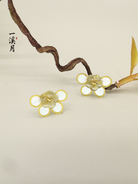 Velvet Flower Plum Blossom Heart Stud Earrings | Qipao Jewelry