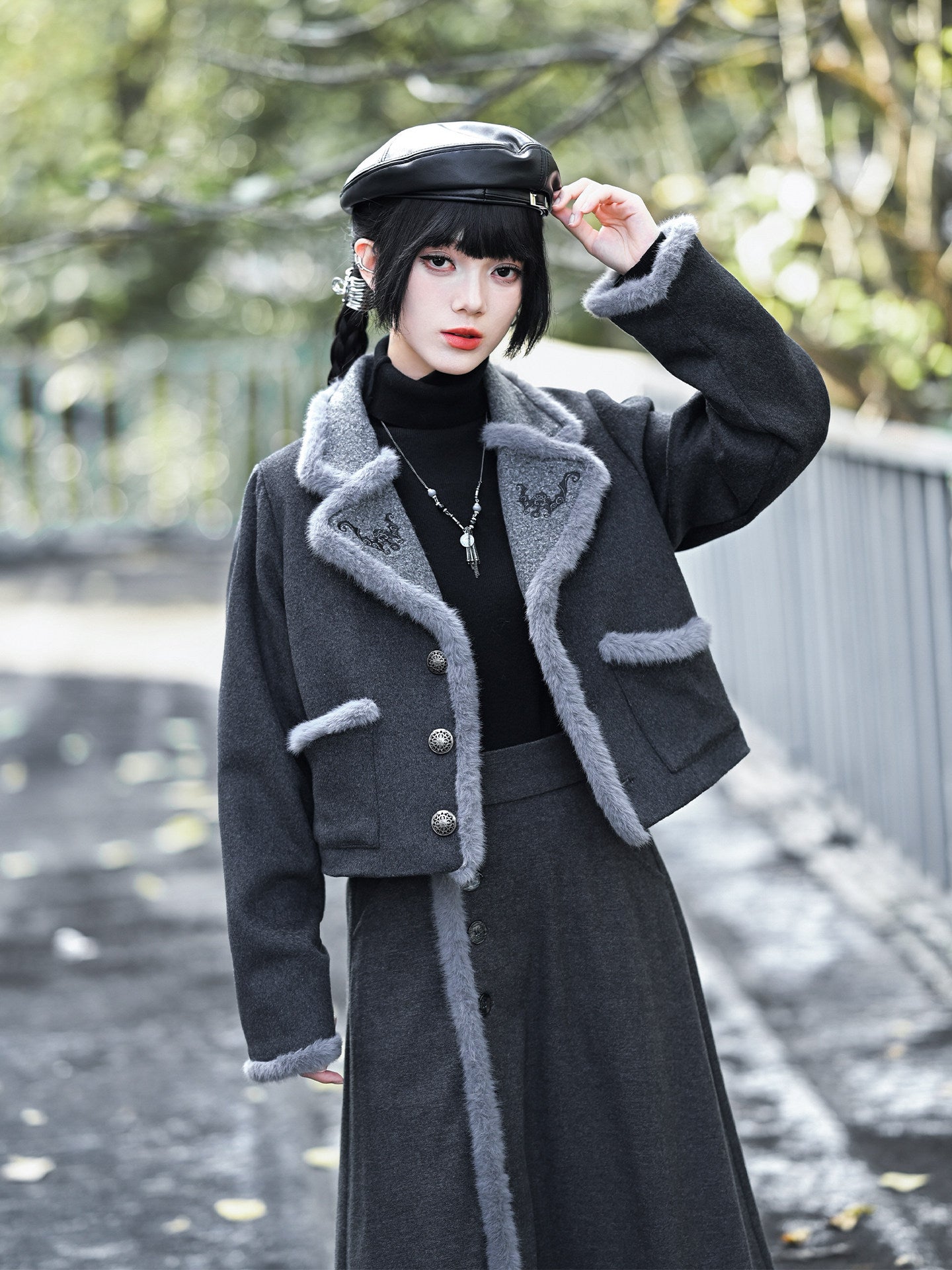 New Chinese Style Vintage Embroidered Wool Short Jacket - Lucky Bat 福蝠