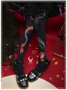 Dragon Abyss - Halloween Gothic Lolita Pantyhose, Red Spider Lily Print