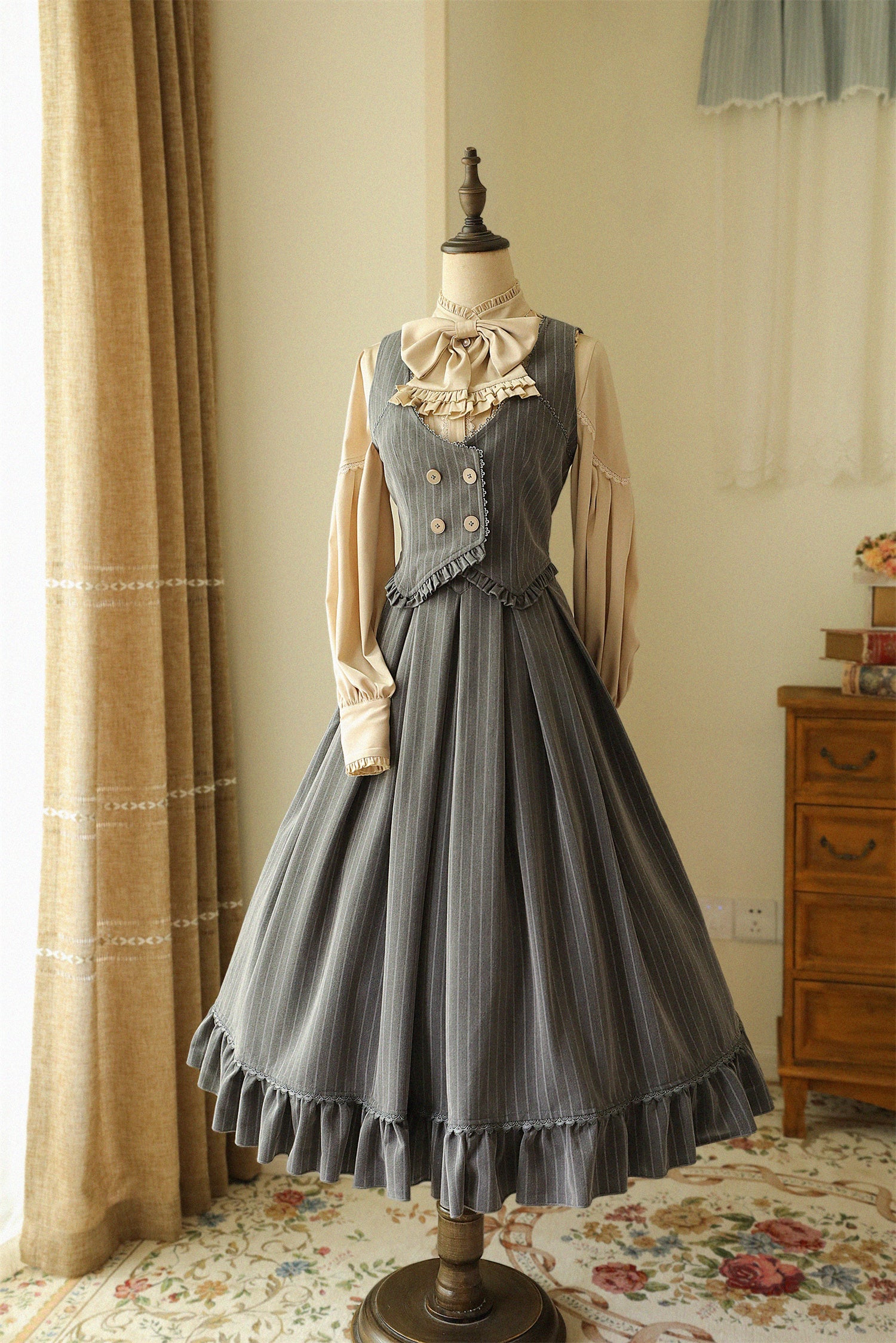 North of the Forest - Classic Lolita Striped Vest Skirt Set