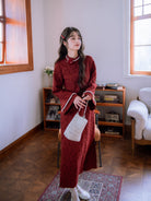 Long Sleeve Long Cheongsam with Pearls | Jinse