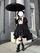 Rich Heiress - Elegant Black Lolita Coat with Detachable Cape