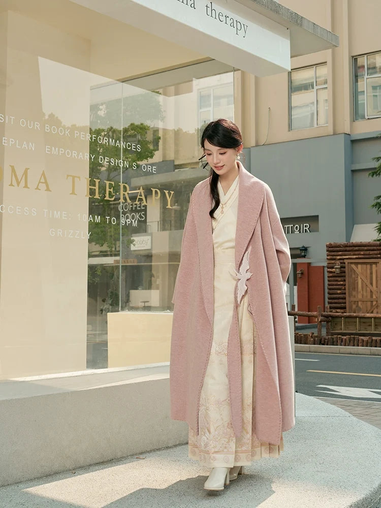 Youyan 游燕 - Autumn Winter Double-Sided Wool Coat Hanfu Chinese Style Daily Warm Outerwear for Women (Preorder)