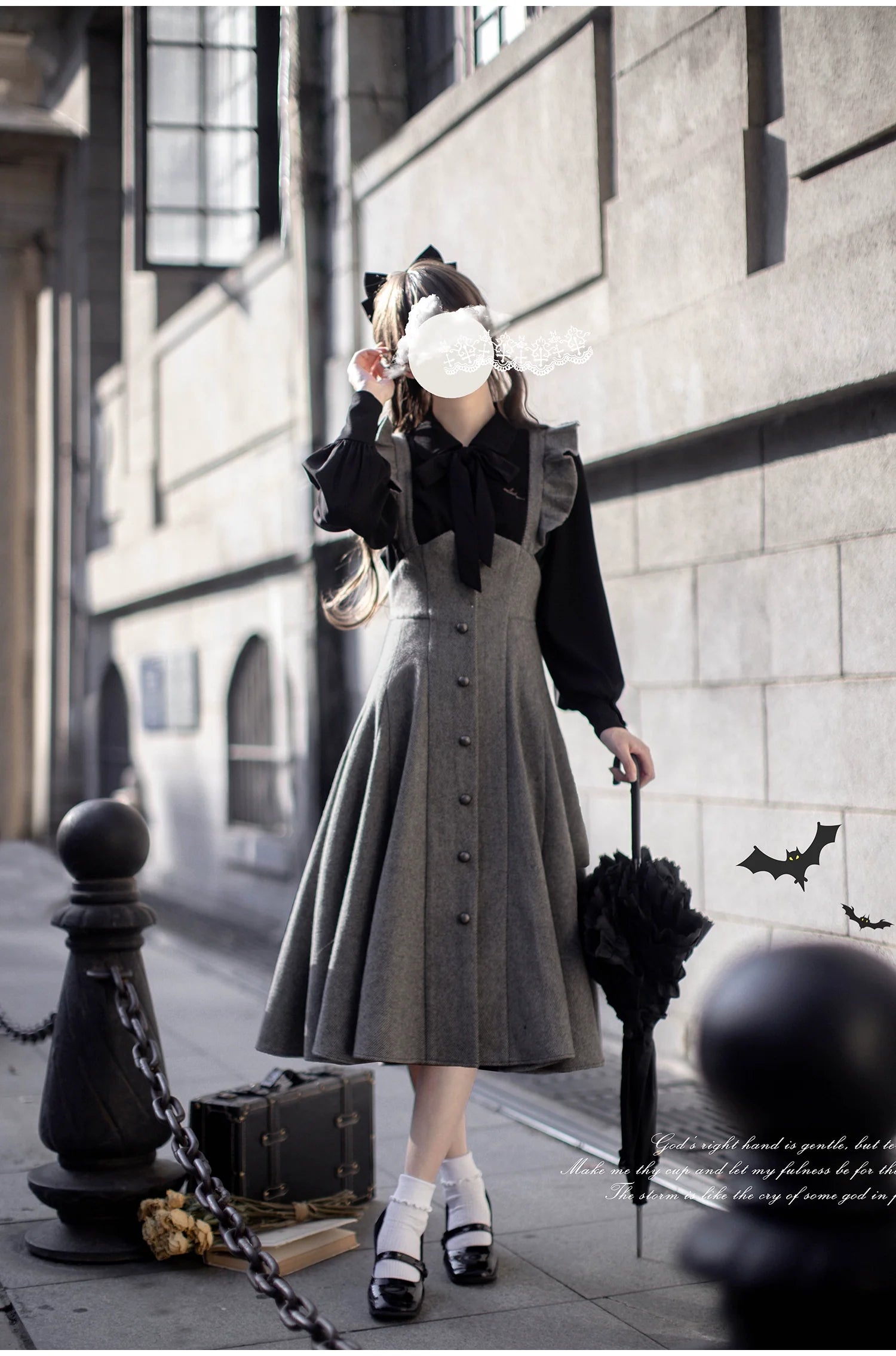 Serena - Classic Elegant Faux Wool Lolita JSK Dress Set