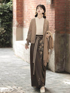 New Chinese Style Knitted Cardigan and Skirt - Late Autumn Date 枫亭晚