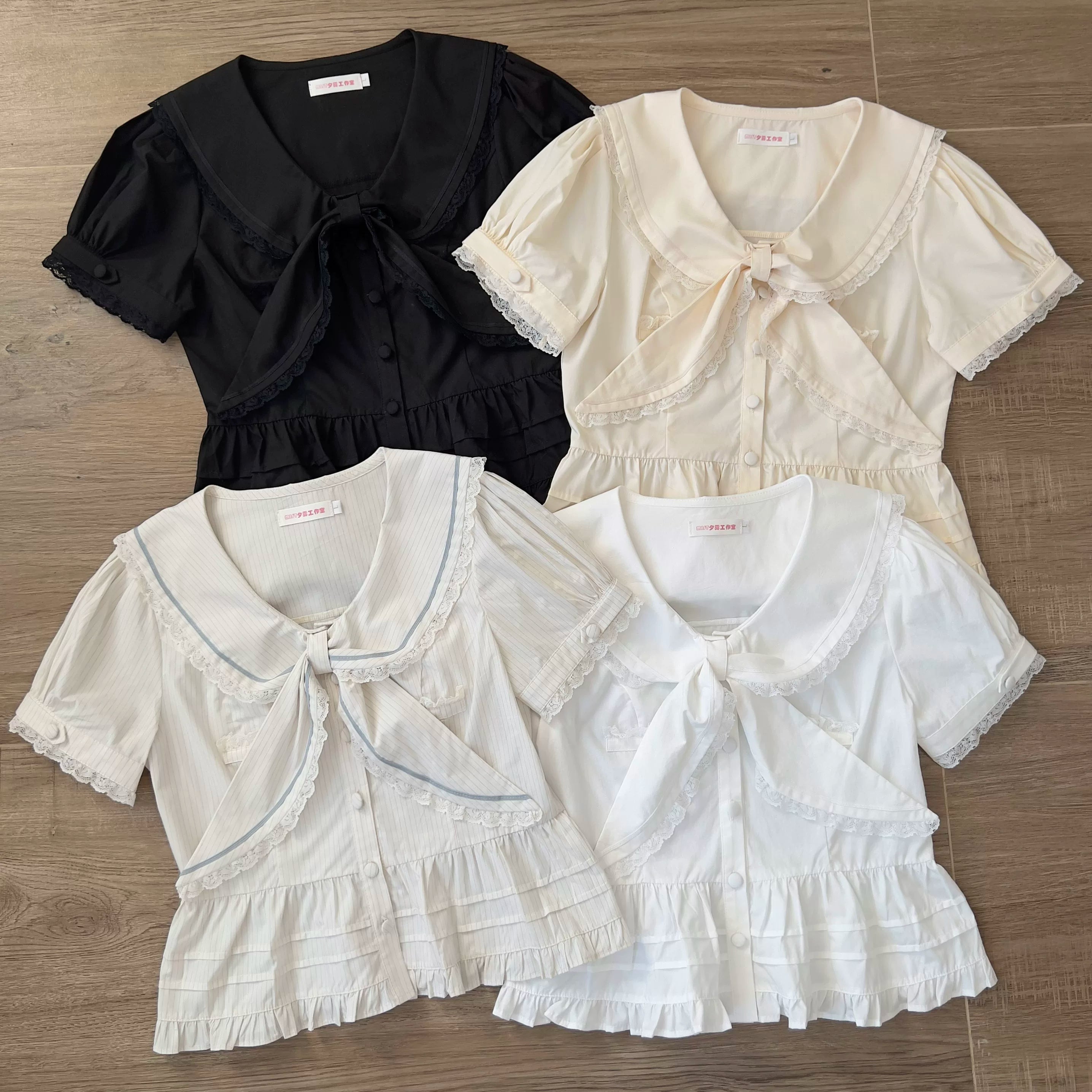 Cotton Kawaii Lolita Blouse, Lace Sailor Collar
