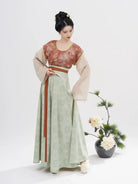 Tang Dynasty Modern Hanfu Set with Beizi Overlay & Flowing Eight-Panel Skirt - Bicheng 碧城 (Preorder)