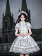 White Classic Lolita Printed OP Dress with Cross