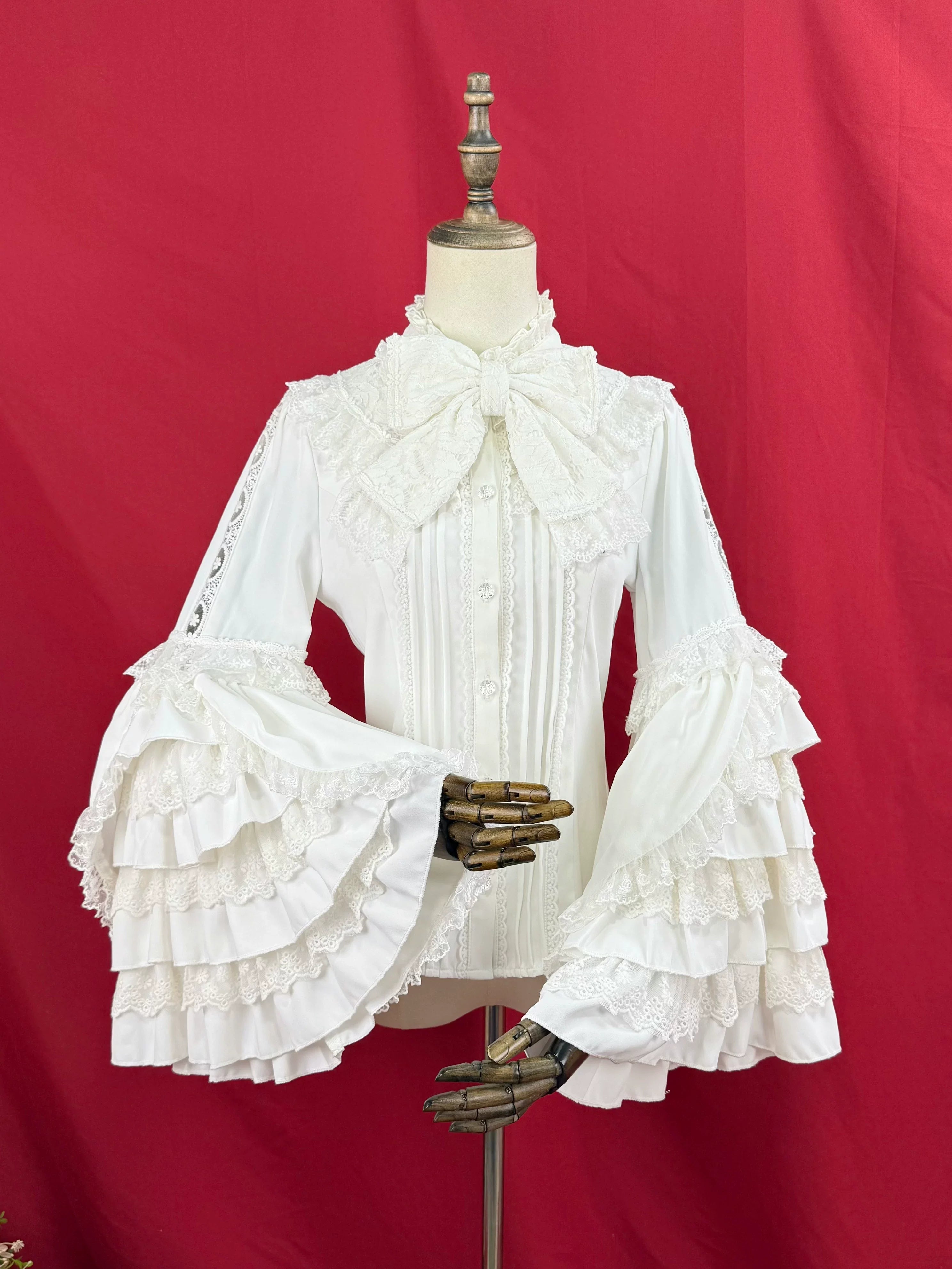 Hime Sleeved Classic Lolita Shirt, Detachable Bow