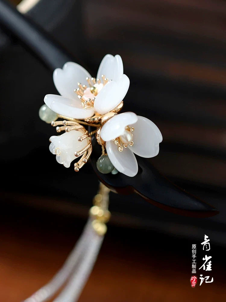 Light Peach Hair Stick | Traditional Chinese Hair Accessory