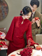 Chinese Wedding Engagement & Tea Ceremony Long Sleeve Cheongsam | Blissful Years