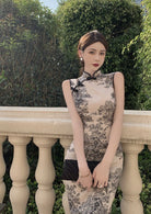 Ink Wash | Printed Beige Qipao (水墨画)