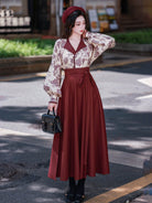 New Chinese Retro Style Long Sleeve Top and Vest with Ten Panel Wrap Skirt - Mulan 木兰 (Preorder)