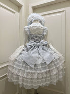 Dream Prelude - Dreamy Princess Lolita JSK Dress Suit, Tiered Lace Black
JSK + Back Trailing Bow S