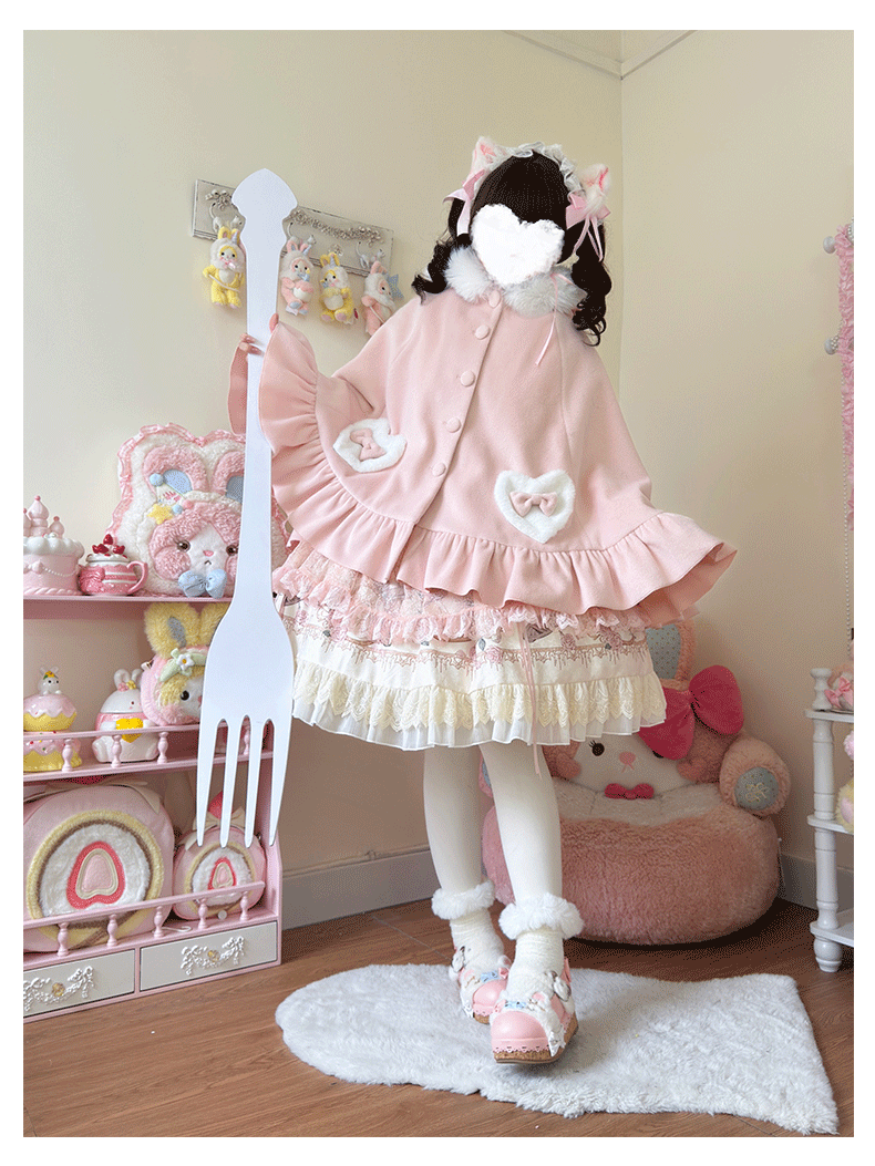 Winter Kawaii Lolita Cape with Bunny Ear Hood