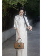New Chinese Style Retro Flair Sleeve Cheongsam Dress - Still Spring 春不晚 (Preorder)