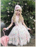 Spring 2025 - Floral Print Old School Lolita JSK Dress, Lace Trims