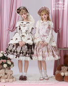 Antique Teddy Bear - Classic Lolita Printed JSK Dress with Ribbon Bows