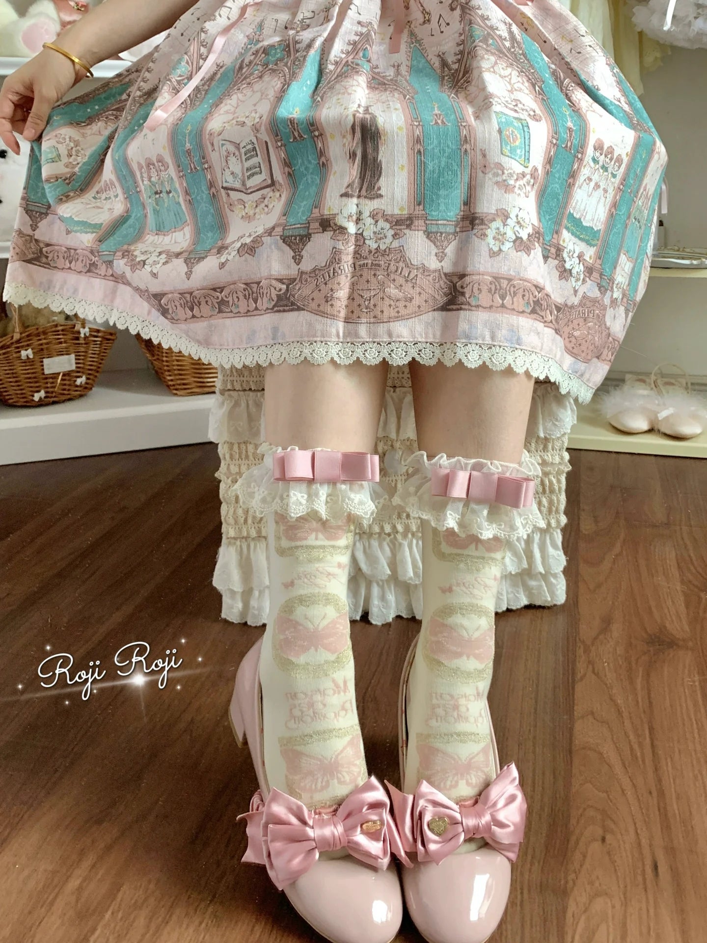 Sweet Lolita Cotton Socks, Detachable Cuff Bow Trim