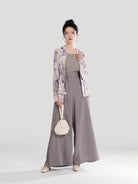 Song Dynasty Modern Hanfu Set with Winged Sleeve Top and Wide Leg Pants - Ziyun 紫芸 (Preorder)