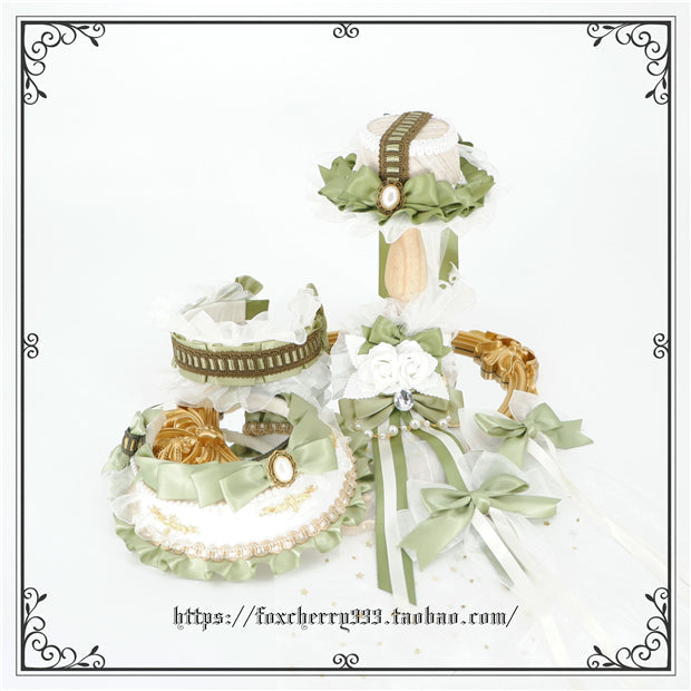 Elegant Grass Green Lolita Bow Headdress