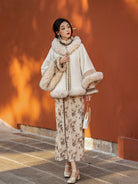 New Chinese Style Chenille Velvet Long Sleeve Cheongsam Dress and Jacket for Winter - Zhaojun 昭君 (Preorder)