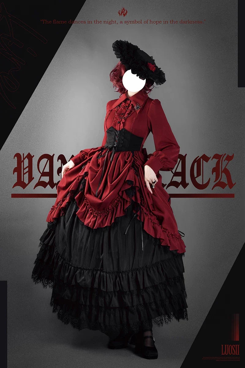 Bloodlust Banquet - Color-Block Gothic Lolita Dress, Lifted Hem