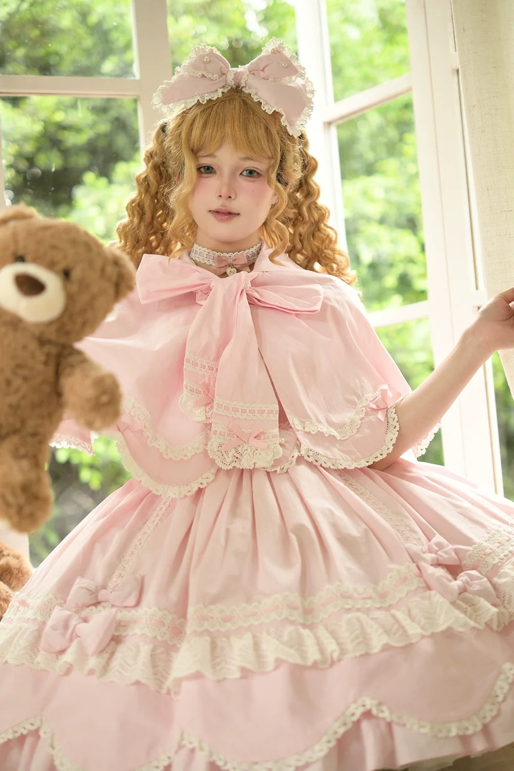 Vintage Petal Rabbit - Pure Cotton Kawaii Lolita Cape With Rabbit Ear Hood